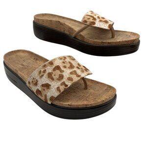 Donald J Pliner FiFi Womens 10M Cork Leopard Thong Slide Sandals Summer Shoes
